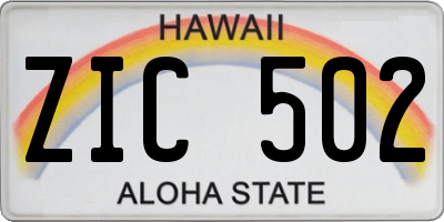 HI license plate ZIC502