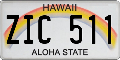 HI license plate ZIC511