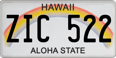 HI license plate ZIC522