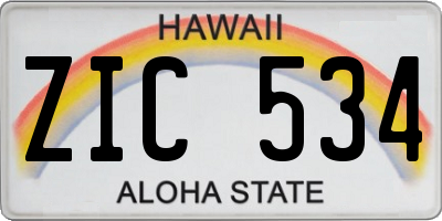 HI license plate ZIC534