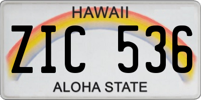 HI license plate ZIC536