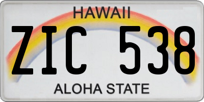 HI license plate ZIC538