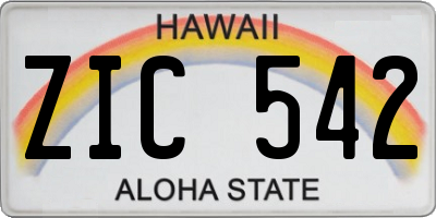 HI license plate ZIC542