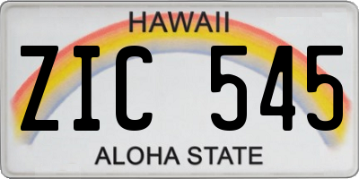 HI license plate ZIC545