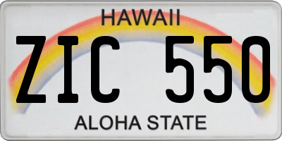 HI license plate ZIC550