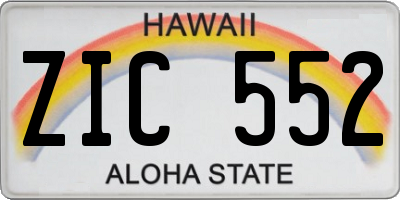 HI license plate ZIC552