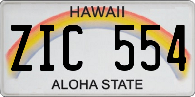 HI license plate ZIC554