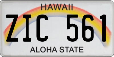 HI license plate ZIC561