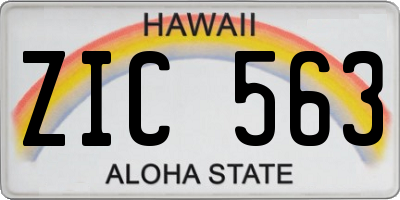 HI license plate ZIC563