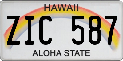 HI license plate ZIC587