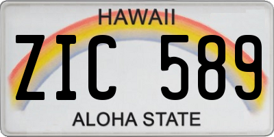 HI license plate ZIC589