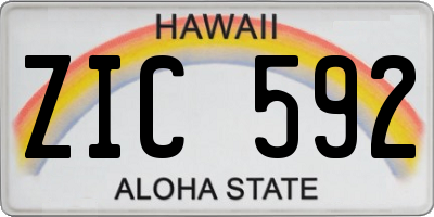 HI license plate ZIC592