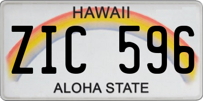 HI license plate ZIC596