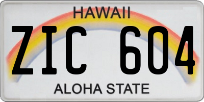 HI license plate ZIC604