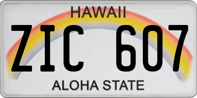 HI license plate ZIC607