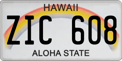 HI license plate ZIC608