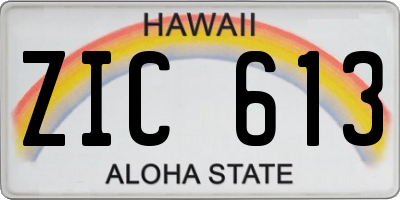 HI license plate ZIC613