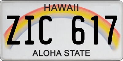 HI license plate ZIC617
