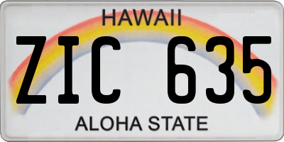 HI license plate ZIC635