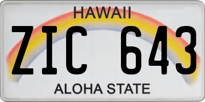 HI license plate ZIC643