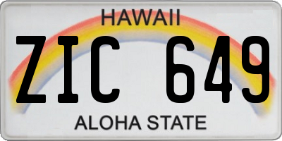 HI license plate ZIC649