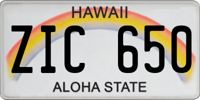 HI license plate ZIC650