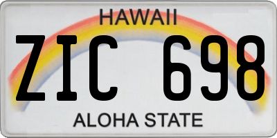 HI license plate ZIC698