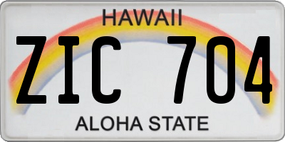 HI license plate ZIC704