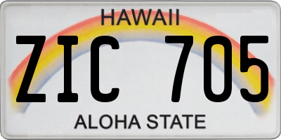 HI license plate ZIC705