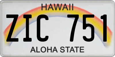HI license plate ZIC751