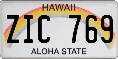 HI license plate ZIC769