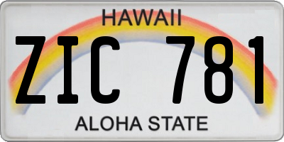 HI license plate ZIC781
