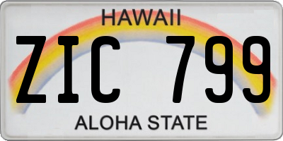 HI license plate ZIC799