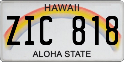 HI license plate ZIC818