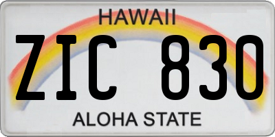 HI license plate ZIC830