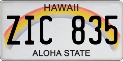 HI license plate ZIC835