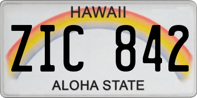 HI license plate ZIC842