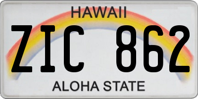 HI license plate ZIC862