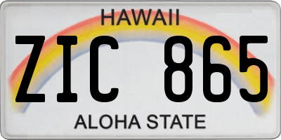 HI license plate ZIC865