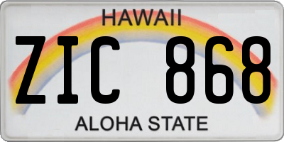 HI license plate ZIC868