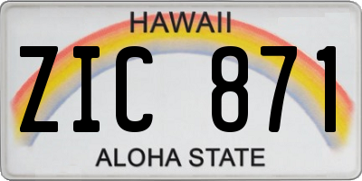 HI license plate ZIC871