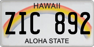 HI license plate ZIC892