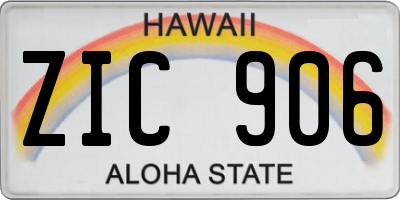 HI license plate ZIC906