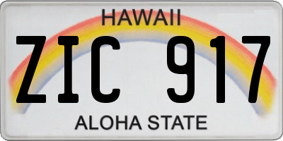 HI license plate ZIC917