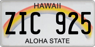 HI license plate ZIC925