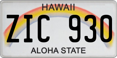 HI license plate ZIC930