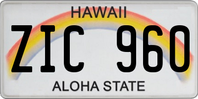 HI license plate ZIC960