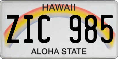 HI license plate ZIC985