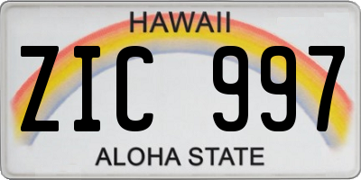 HI license plate ZIC997