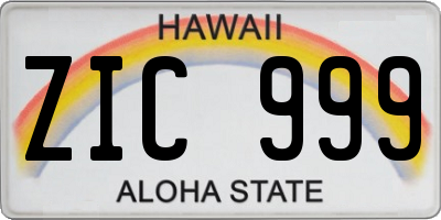 HI license plate ZIC999